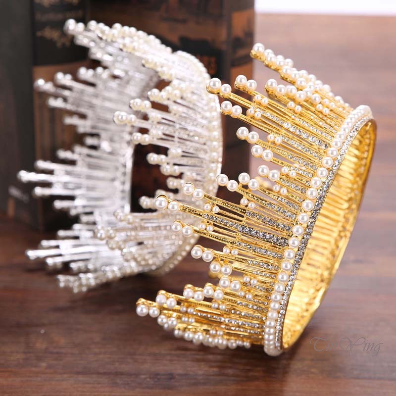 GETNOIVAS Vương Miện Đính Đá Tròn Sang Trọng Cho Cô Dâu