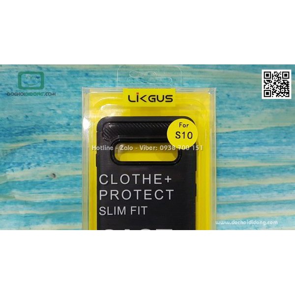 Ốp lưng Samsung S10 Likgus chống sốc vân kim loại