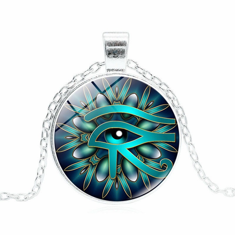 Mặt dây chuyền bằng đá quý của nam giới Vòng cổ Bùa thần Horus Ai Cập cổ đại