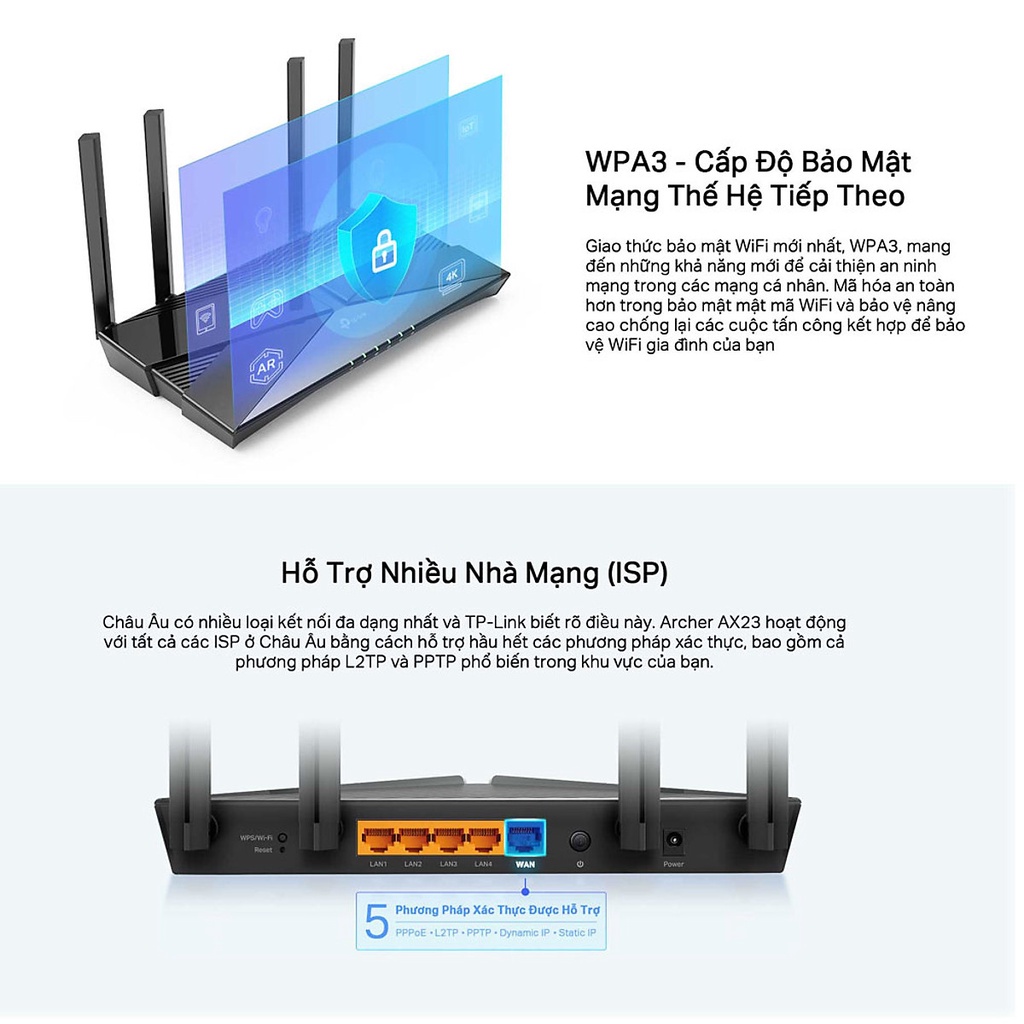 Bộ phát Wi-Fi 6 ARCHER AX23 băng tần kép AX1800 Tốc Độ Siêu Nhanh - Hàng chính hãng