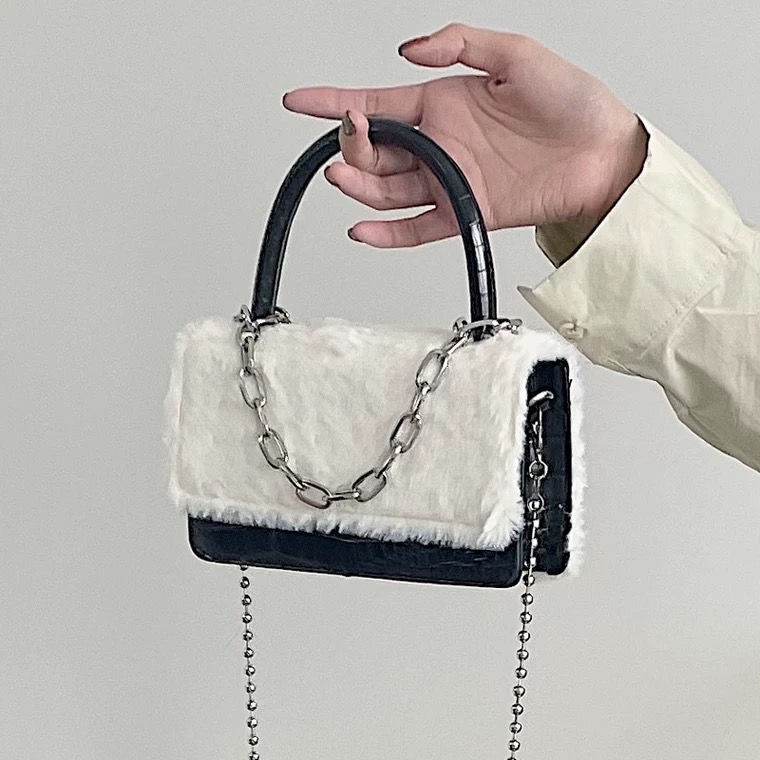 Túi Xách Đeo Vai Hình Vuông Cỡ Nhỏ Phối Dây Đeo Sợi Xích Phong Cách Hàn Quốc Thời Trang Cho Nữ