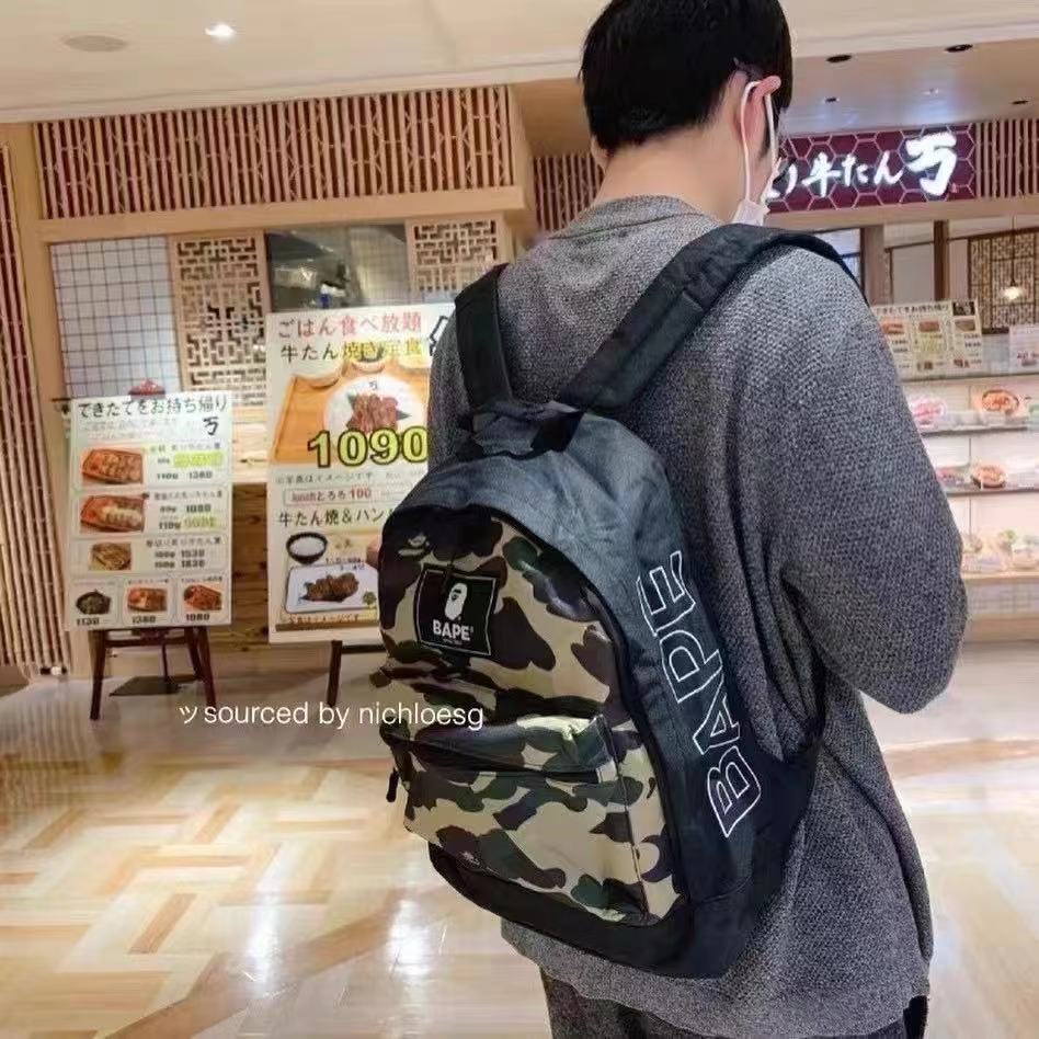 Balo Bape Camo/Black, Bape Backpack, Chất liệu Polyester DuSo.LuxuryStreetwear