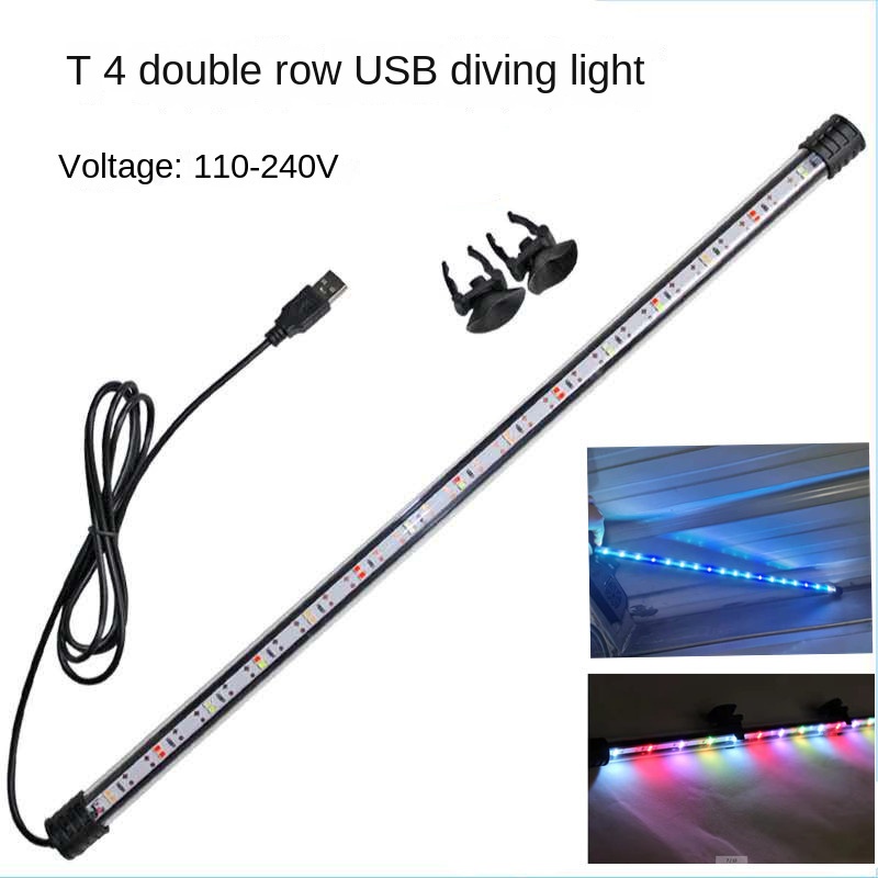 Đèn Led usb Kép 110v Ánh Sáng Thấp Chống Nước Cho Bể Cá đèn bể cá đèn led hồ cá đèn bể cá mini