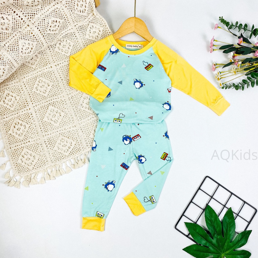 [Bé 19-33kg] Bộ dài tay thun lạnh in hình lớn Minky Mom mềm mịn mát cho bé trai bé gái - HÀNG LOẠI 1