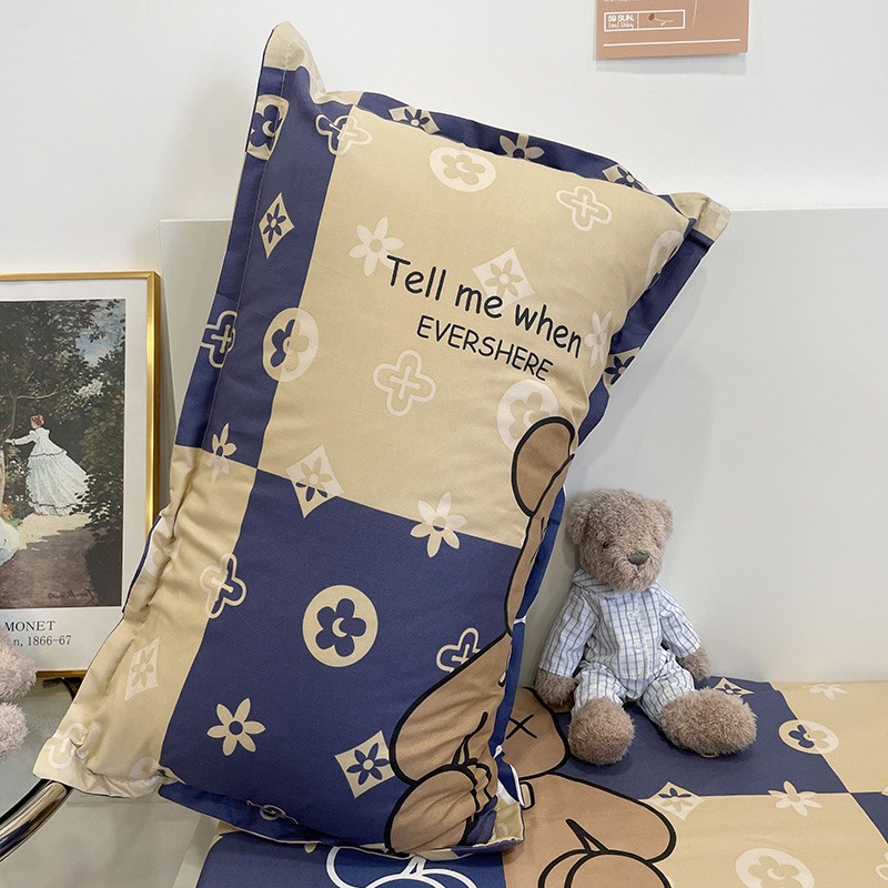 Bộ chăn ga gối cotton poly Lidaco decor phòng ngủ vintage - Bear rich (SP001472)