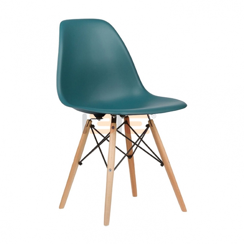 Ghế café IBIE Eames chân gỗ đan, lưng nhựa cao cấp, tùy chọn màu sắc, phong cách tối giản, hàng nhập khẩu loại 1