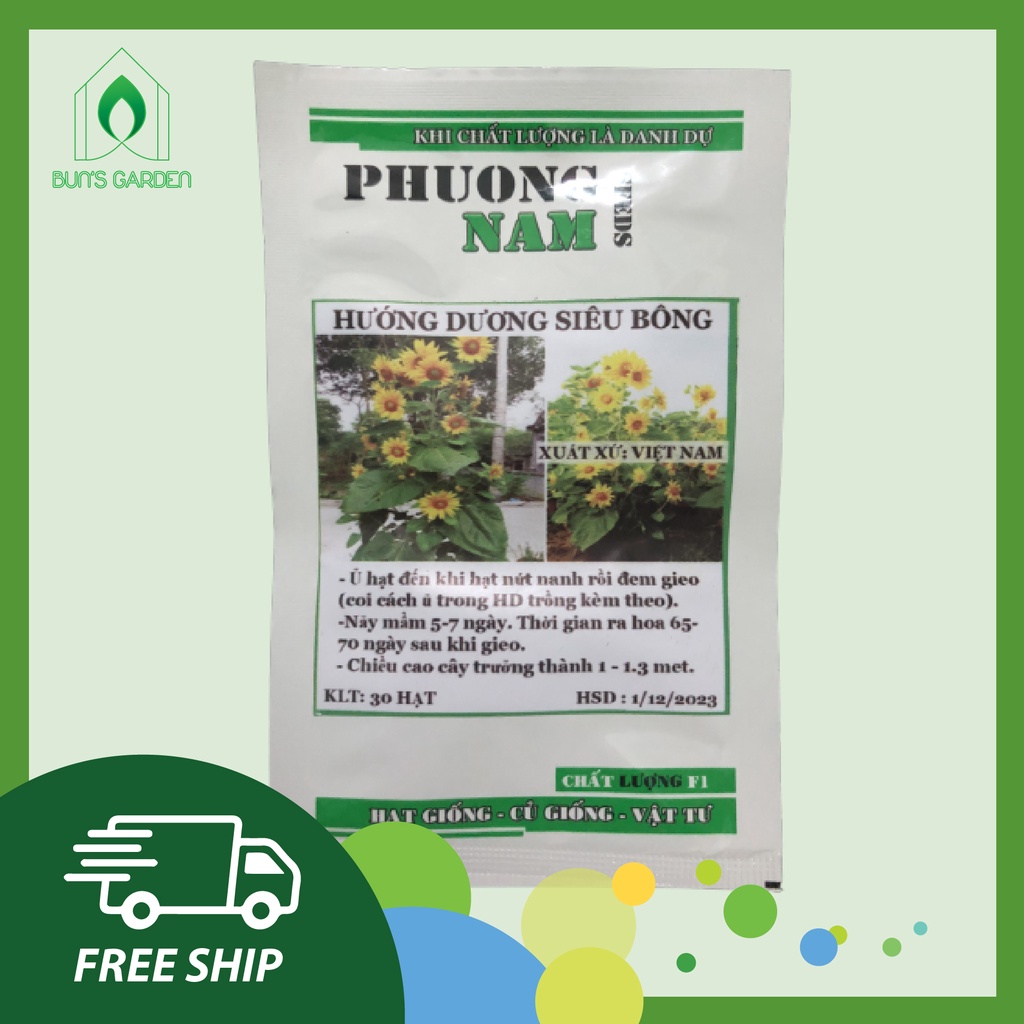 Hạt giống hoa hướng dương siêu bông nhụy vàng - hướng dương tháp - gói 30 hạt y hình