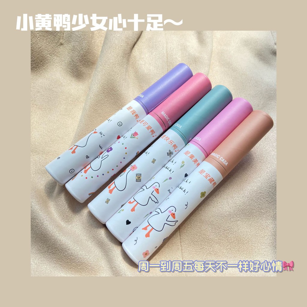 Set 5 Son Kem MAGIC CASA Màu Lì Dưỡng Ẩm Tự Nhiên Chống Nước Lâu Trôi Hình Chú Vịt