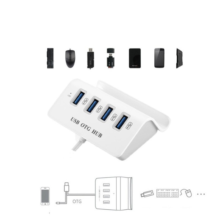 BỘ CHIA 4 CỔNG USB HUB OTG ĐẾ GÀI ĐIỆN THOẠI, MÁY TÍNH BẢNG TIỆN LỢI