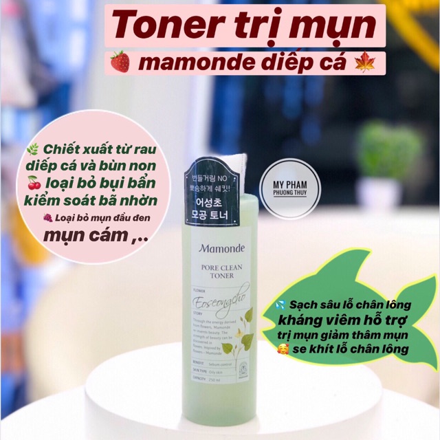 Nước hoa hồng Diếp Cá Mamode Pore Clean Toner 250ml