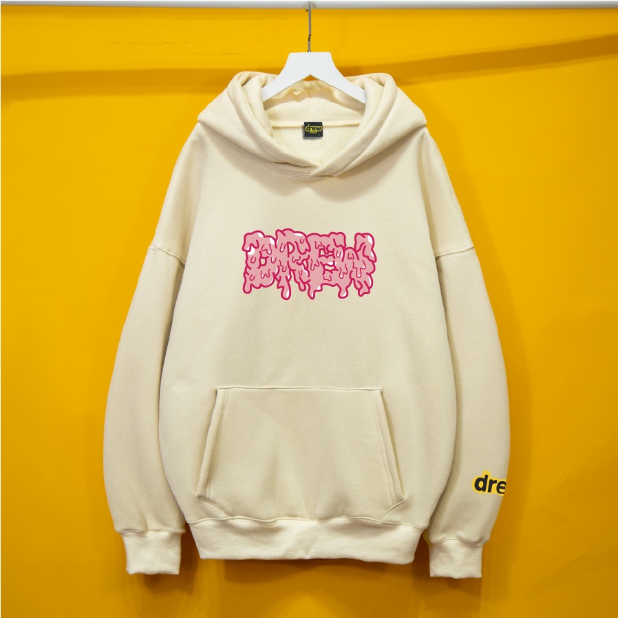 Áo hoodie in chữ Drew màu hồng tan chảy dành cho cả nam và nữ