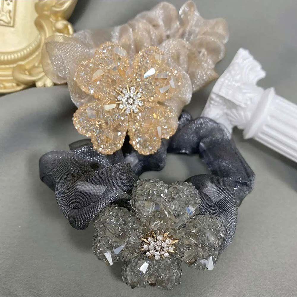 Dây Cột Tóc Đuôi Ngựa VANES1 Họa Tiết Hoa Thời Trang Cho Nữ Giá Đỡ|Dây Cao Su Buộc Tóc Chuyên Dụng Tiện Lợi