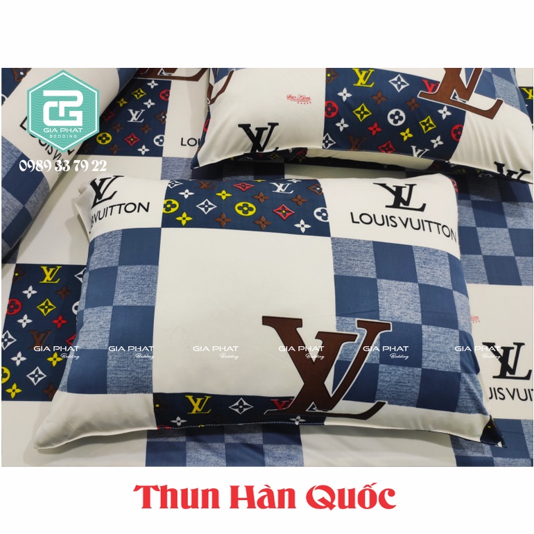 Bộ ga gối Thun Lạnh Hàn Quốc  họa tiết LV