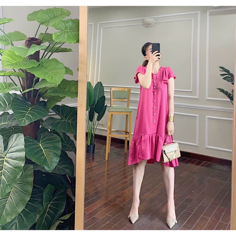 Váy bầu thời trang thiết kế dự tiệc đuôi màu xanh,hồng,vàng váy bầu mùa hè cộc tay 2021