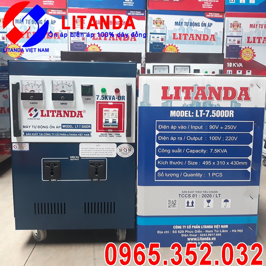 Ổn Áp Litanda 7,5KVA - DR 1 Pha Đời Mới 2021