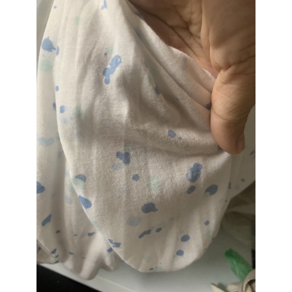 Thun cotton chấm bi xanh nền trắng may đồ trẻ em, người lớn đều đẹp [NOON Fashion]