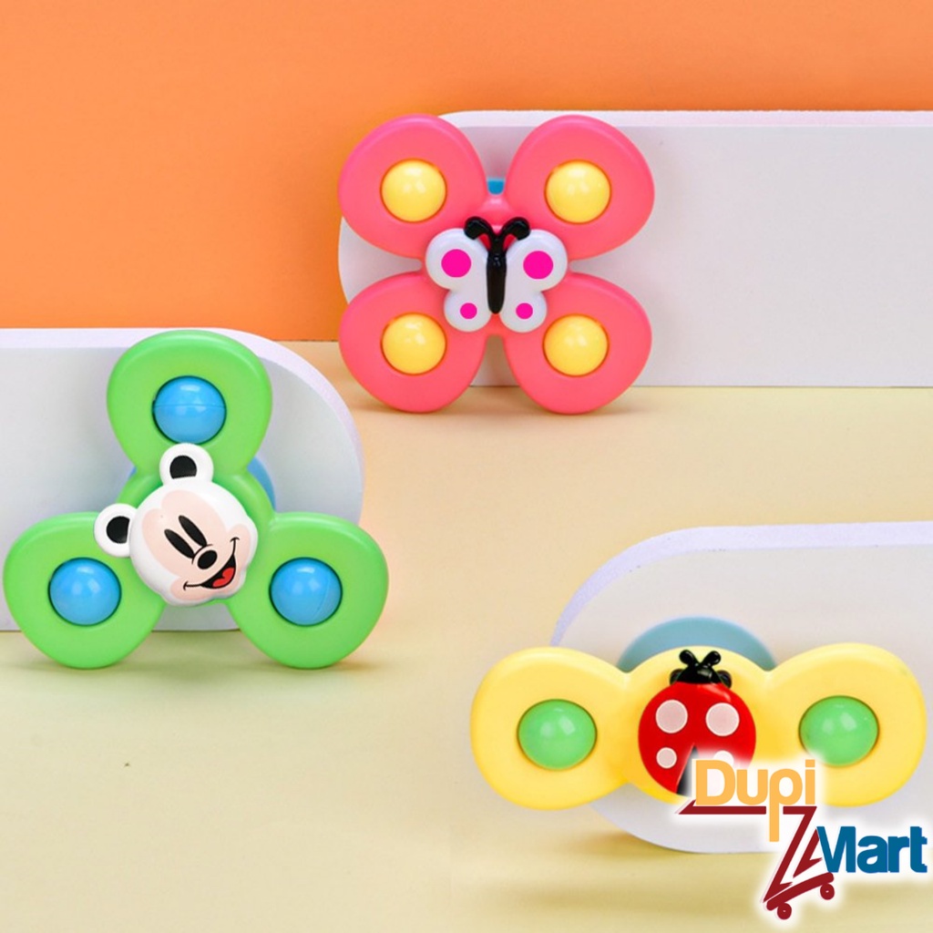 SET 3 Con Quay Dán Tường Hít Chân Không - Bô 3 Chong Chóng Spinner Hình Côn Trùng Ngỗ Nghĩnh Cho Bé - DupiMart