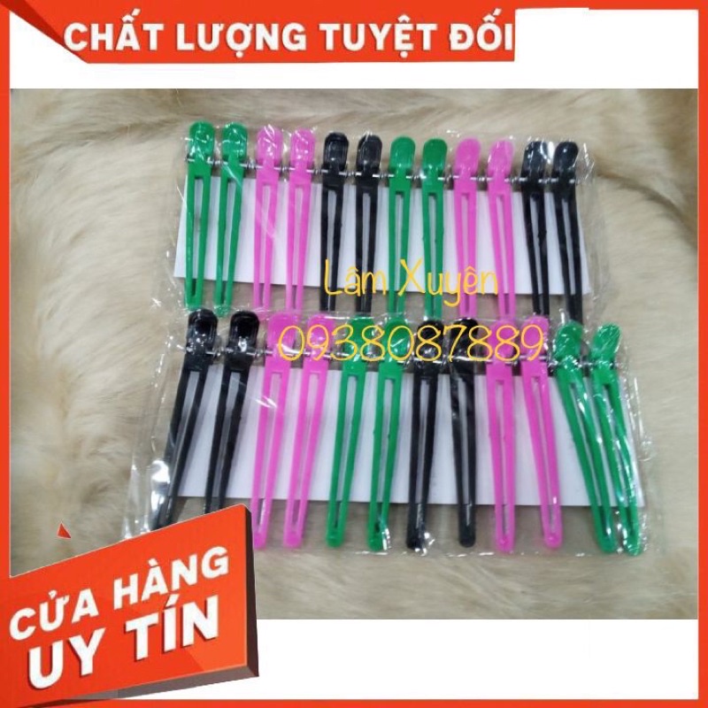 Kẹp mỏ vịt 1 set 12 cái nhựa dẽo 💥FREESHIP💥  bản nhôm hoặc inox 1 vĩ 12 cây, sử dụng được nhiều lần, giá sỉ cho tiệm tóc