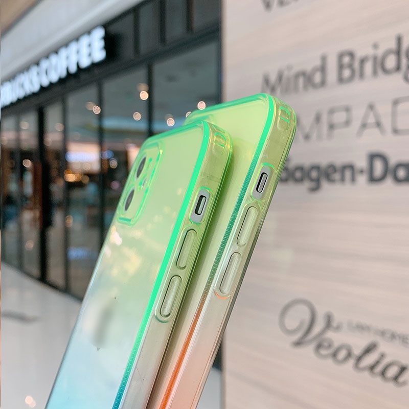 Ốp điện thoại mềm trong suốt chống rơi vỡ màu gradient dành cho iPhone 11 12 Pro Promax 6 6s 7 8 Plus X XS XR XSMax