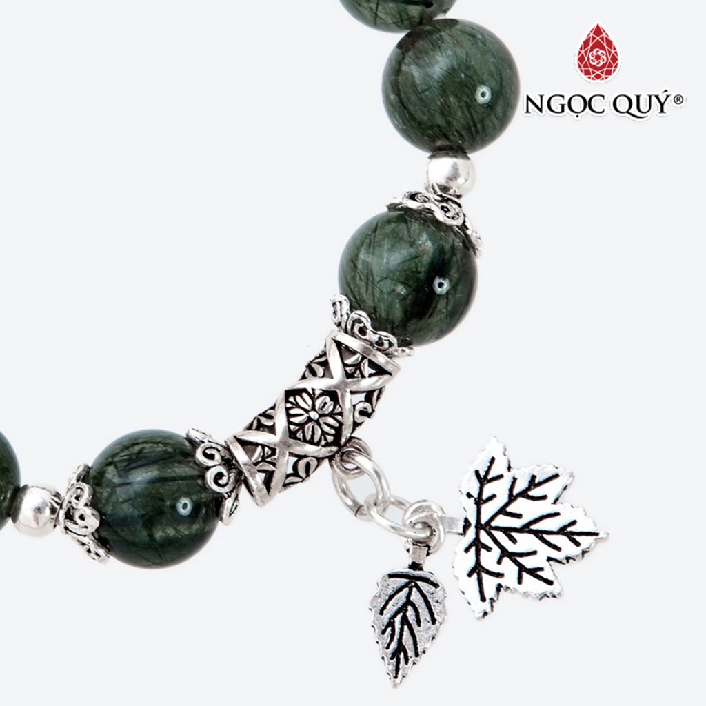 Vòng tay TA tóc xanh charm lá - Ngọc Quý