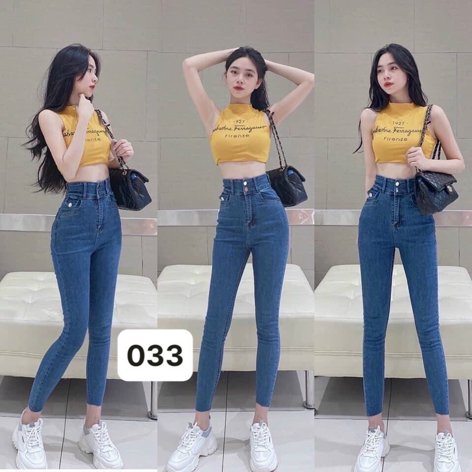 Quần jean nữ lưng cao, quần bò nữ ống đứng co giãn cao cấp MURADFASHION  MS4902