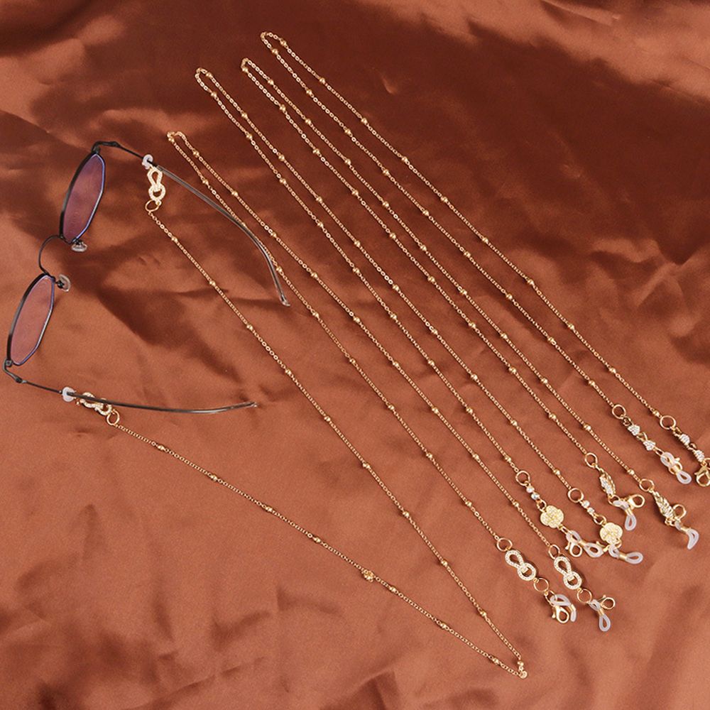 Dây đeo mắt kính đọc sách chống thất lạc bằng kim loại đính ngọc trai thiết kế thời trang cho nữ