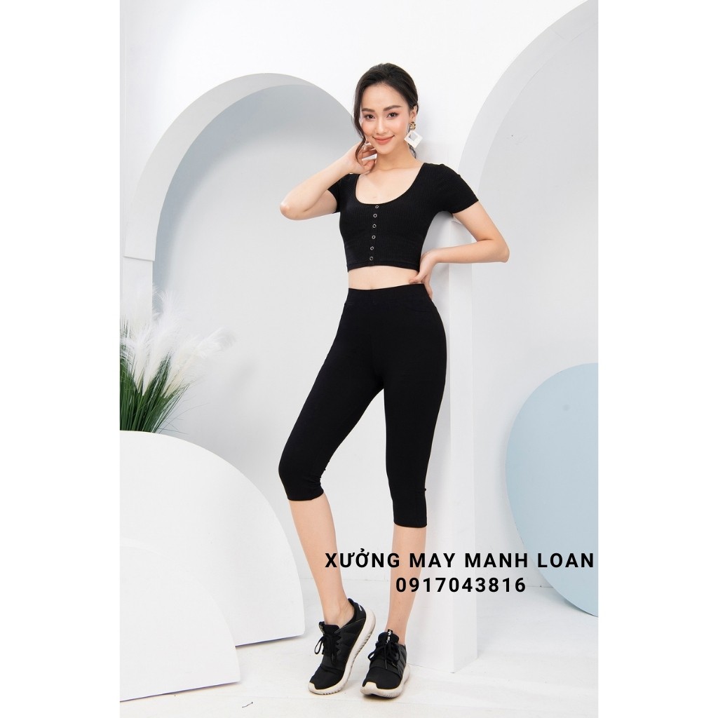 Quần Legging Ngố Lửng Qua Gối Cạp Cao Nữ BigSize 40kg - 80kg