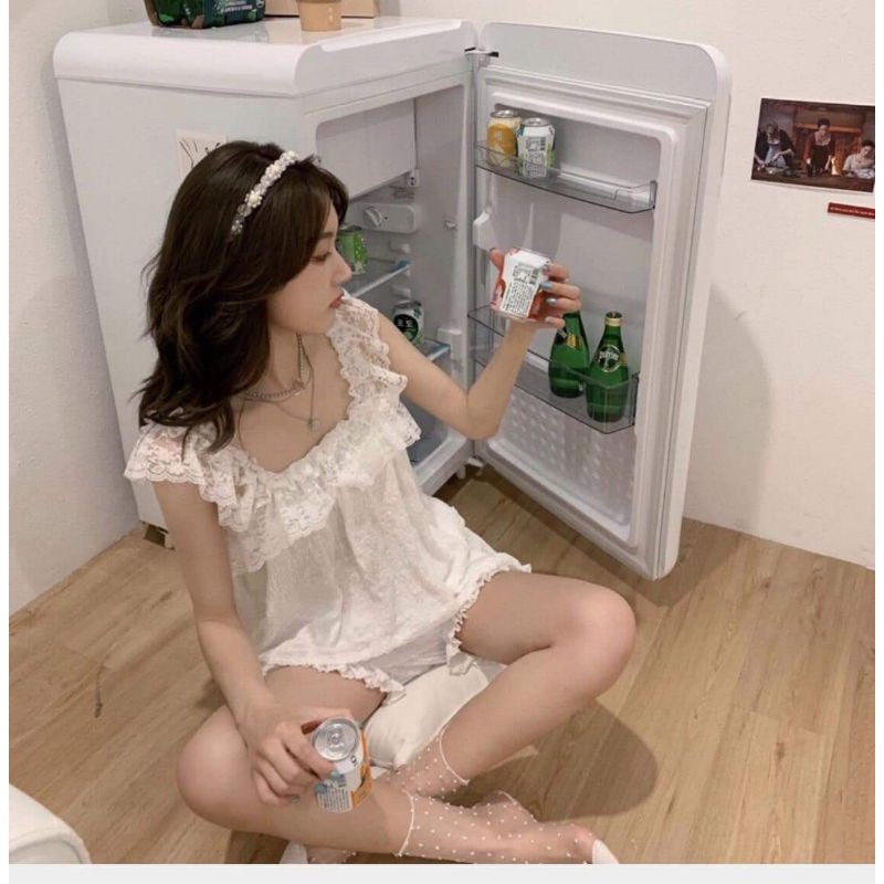 SẴN HÀNG Set trắng bộ bambi pha ren tiểu thư BCi