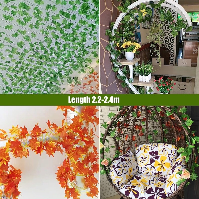 Dây Lá Phong Nhân Tạo Bằng Nhựa Sống Động Treo Trang Trí Nội Thất