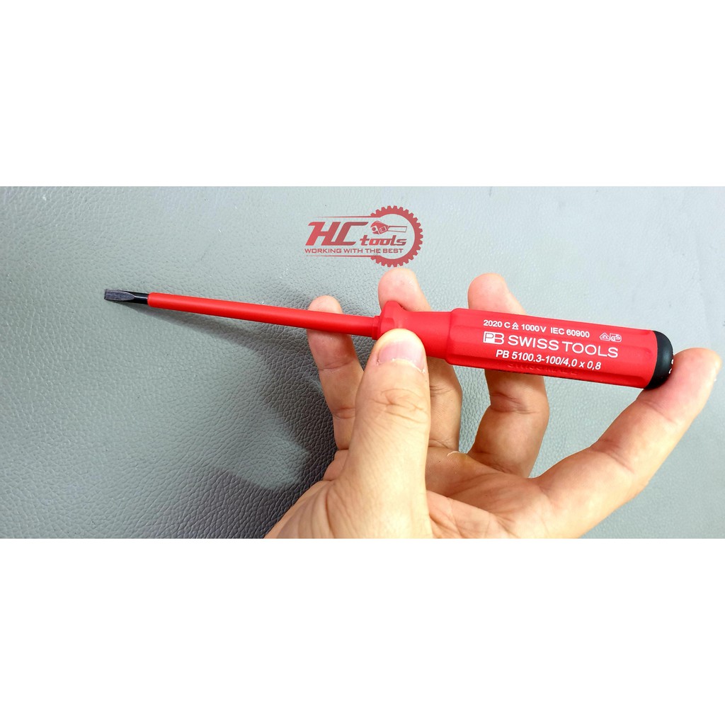 Tovit 2 cạnh cách điện tiêu chuẩn 1000v VDE Thụy Sỹ PB Swiss Tools PB 5100.3-100/4,0x0,8