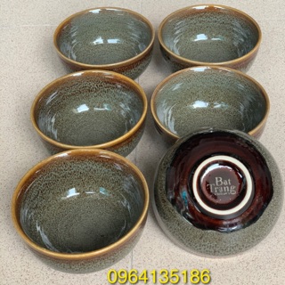Set 6 bát cơm men hoả biến gốm sứ Bát Tràng