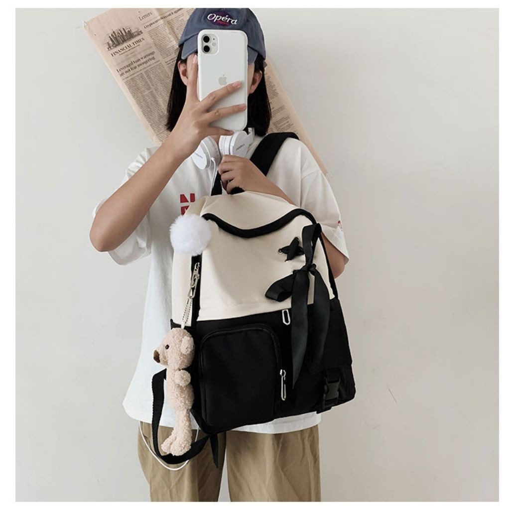 (NEW) Balo Ulzzang nữ Balo thời trang nữ KR 373- Vải dù cao cấp chống nước, Size 43 vừa laptop, 4 màu lựa chọn- KARA 373