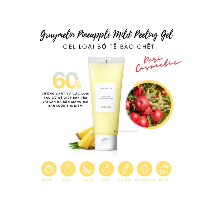 GEL tẩy tế bào chết chiết xuất từ DỨA 𝗚𝗿𝗮𝘆𝗺𝗲𝗹𝗶𝗻 𝗣𝗶𝗻𝗲𝗮𝗽𝗽𝗹𝗲 𝗠𝗶𝗹𝗱 𝗣𝗲𝗲𝗹𝗶𝗻𝗴 𝗚𝗲𝗹