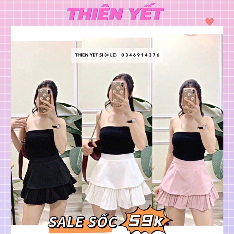 Chân váy nữ XẾP LY HAI TẦNG 2 TÚI ( xịn hàng loại 1 ) xinh dáng ngắn có quần trong// Thiên yết sỉ = Lẻ