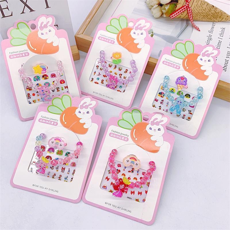Set Phụ Kiện  sticker  Dán Móng Tay ,nhẫn ,vòng tay cho bé gái nhiều mẫu mới về