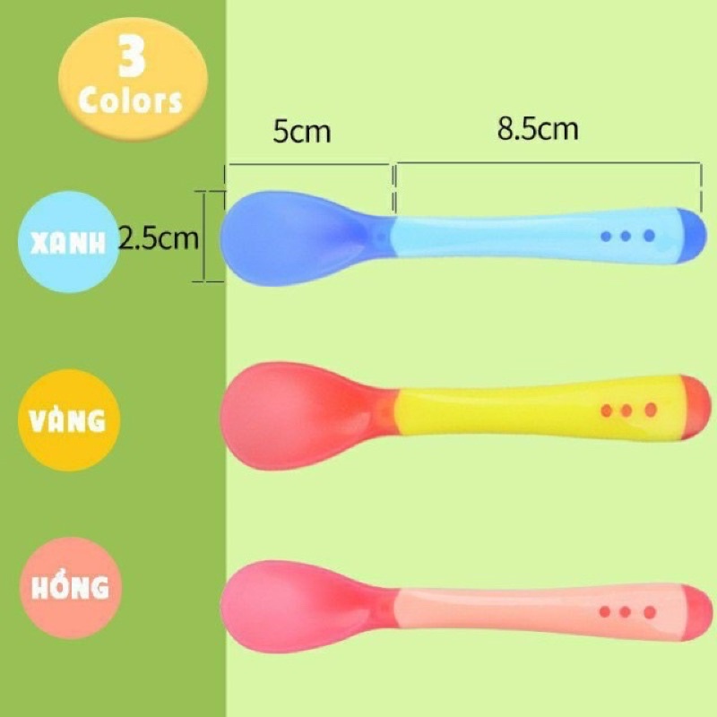 Thìa/muỗng ăn dặm báo nóng silicon báo nóng cho bé