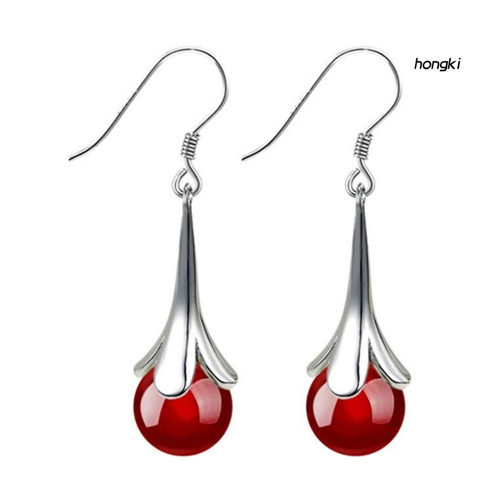 Hoa tai hình hoa đính đá opal nhân tạo thời trang dành cho nữ