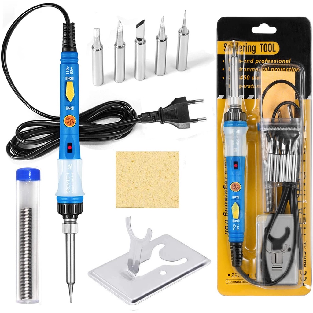 Bộ Dụng Cụ Hàn Điện 60W Có Công Tắc On-Off Màu Xanh Dương