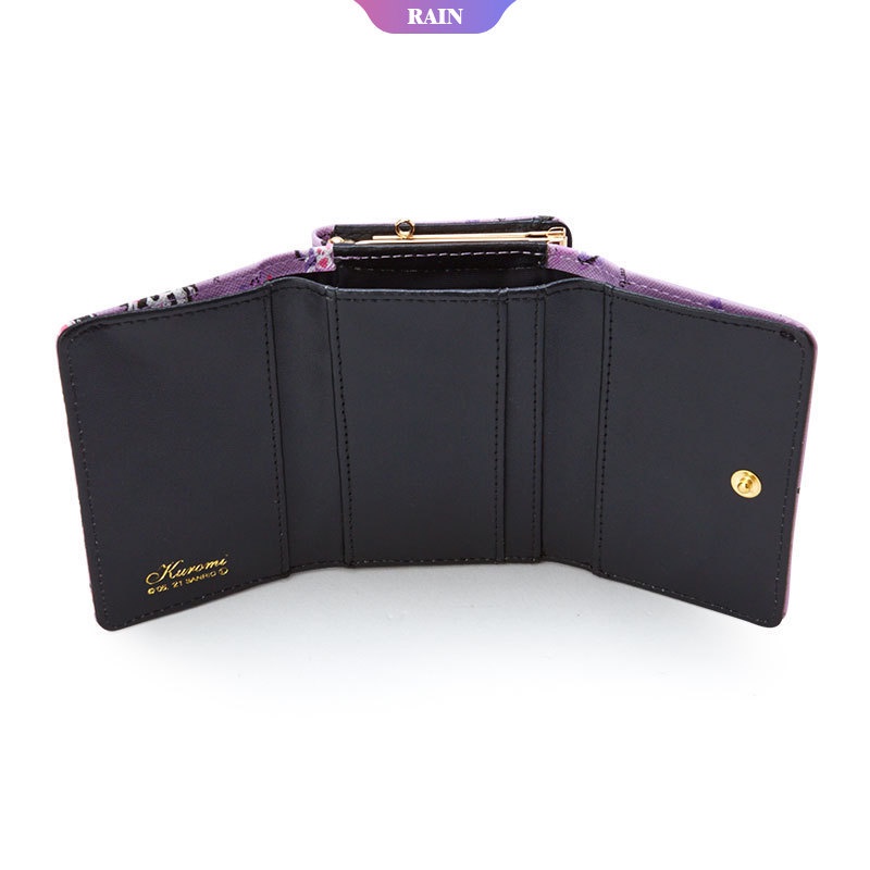 Sanrio Kuromi Ví Ngắn Bằng Da PU Có Khóa Kéo Đa Năng Làm Quà Tặng Sinh Nhật Cho Trẻ Em