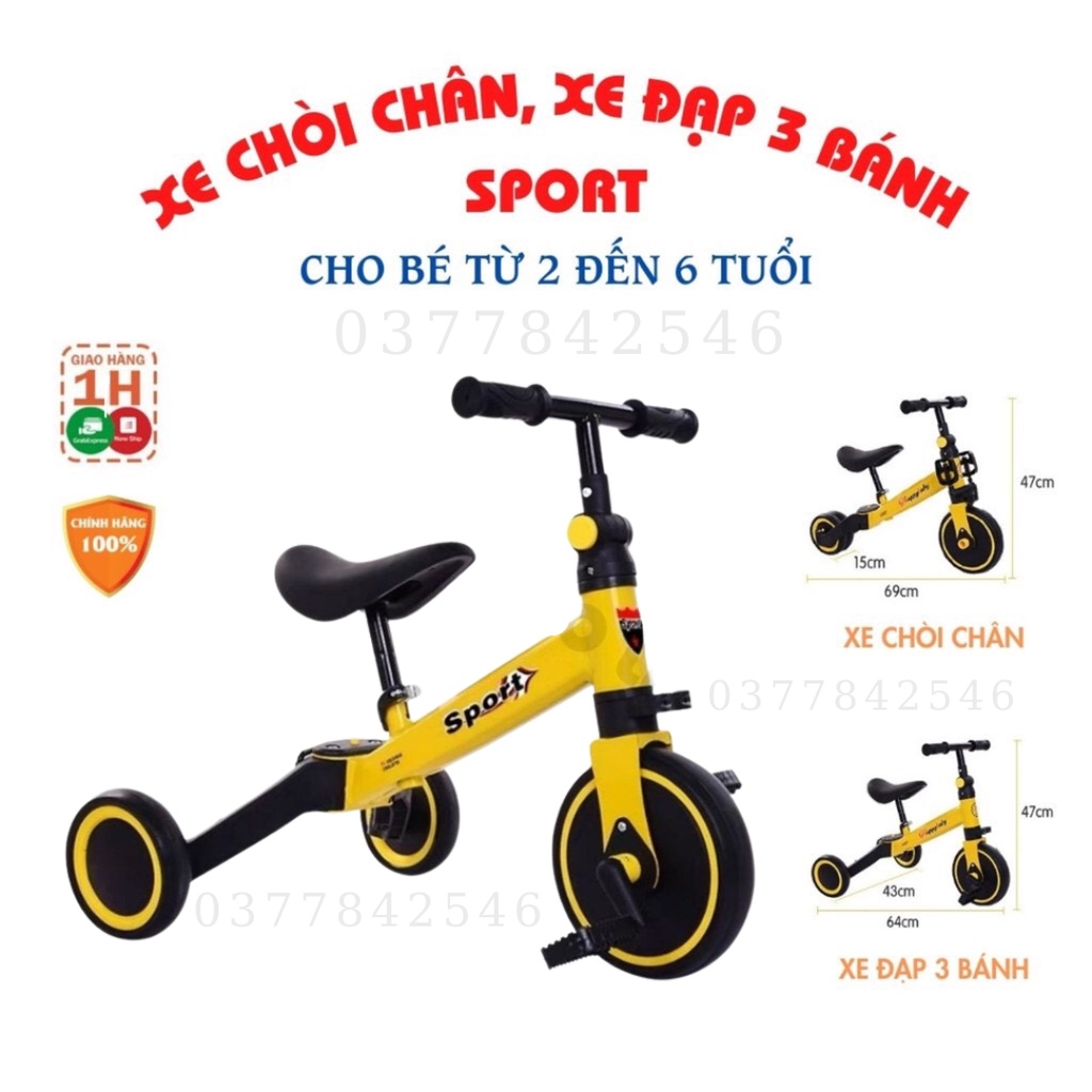 Xe chòi chân Sport cho bé 3 in 1 cao cấp mẫu xe thể thao cho bé từ 1-5 tuổi