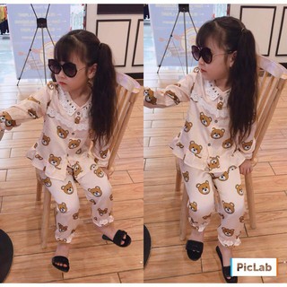Bộ Pijama Lụa cho Bé Gái