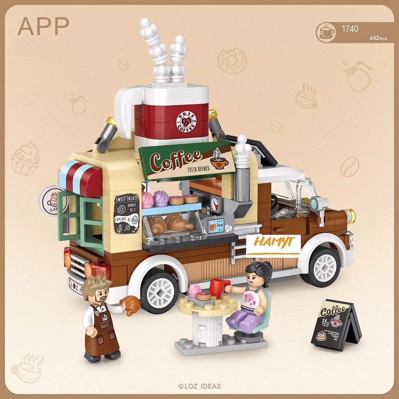 Bộ lắp ráp khối xây dựng building block mini mô hình Coffee truck 1740