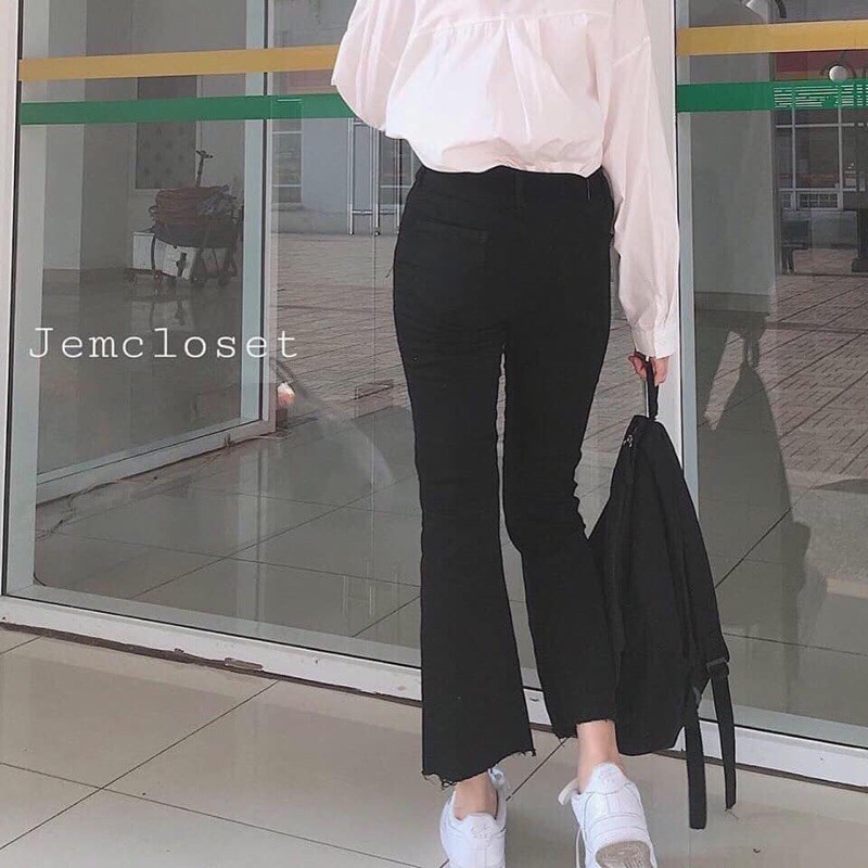 Quần jeans loe trơn - ảnh thật