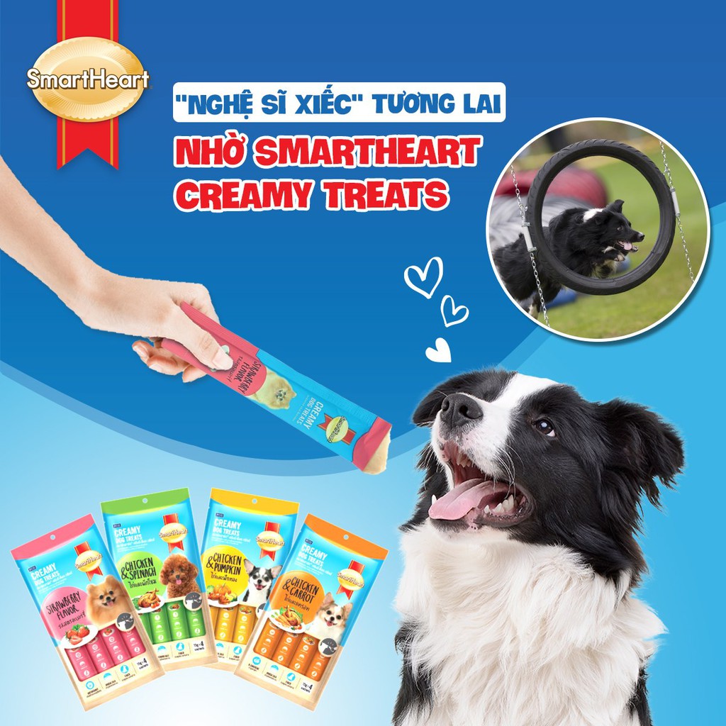 Súp thưởng cho chó Smart heart creamy dogtreats 15g, kem dinh dưỡng cún Con Mèo Xiêm+D334C424:C487+D33+C424:C487