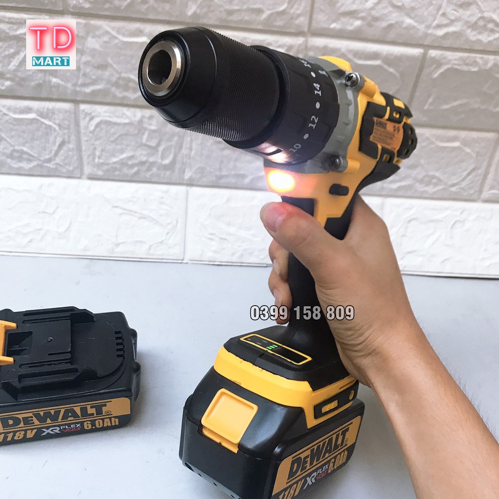 Máy khoan Pin DEWALT 118V KHÔNG CHỔI THAN, 100% DÂY ĐỒNG, 3 CHỨC NĂNG, TẶNG MŨI KHOAN, VÍT