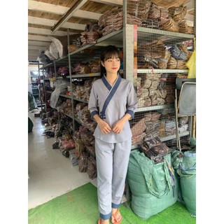 #đồ lam _Đồ đi chùa 💠💠 SET BỘ KATE PHỐI 3 NÚT