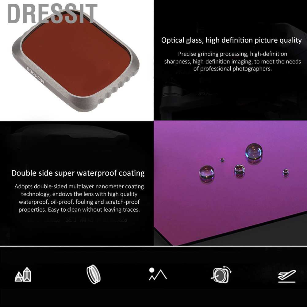 Dressit Junestar Aluminum and Optical Glass Drone Lens ND1000 Filter for DJI Mavic Air 2S