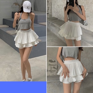 Chân váy nữ, chân váy tầng xếp ly bồng 2 màu trắng đen freesize 45-48kg SKUCV-09B shopcuamem