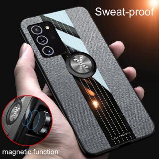 Fashion Woven Cloth Casing Samsung Galaxy Note 20 Ultra / Note20 Soft TPU Cover Magnetic Car Finger Ring Holder Back Case