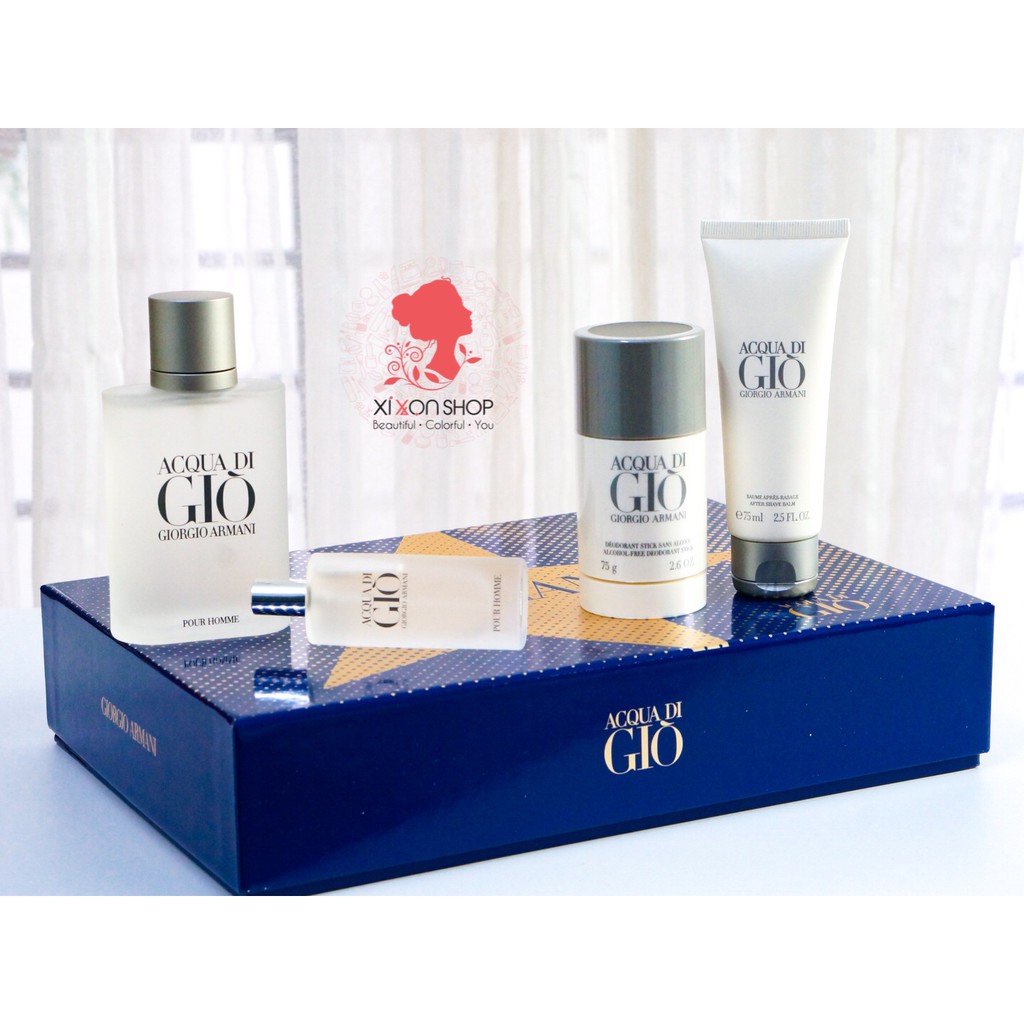 BỘ QUÀ TẶNG NƯỚC HOA, LĂN KHỬ MÙI & KEM CẠO RÂU GIORGIO ARMANI ACQUA DI GIO 100ML